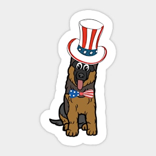 Funny guard dog is wearing uncle sam hat Sticker